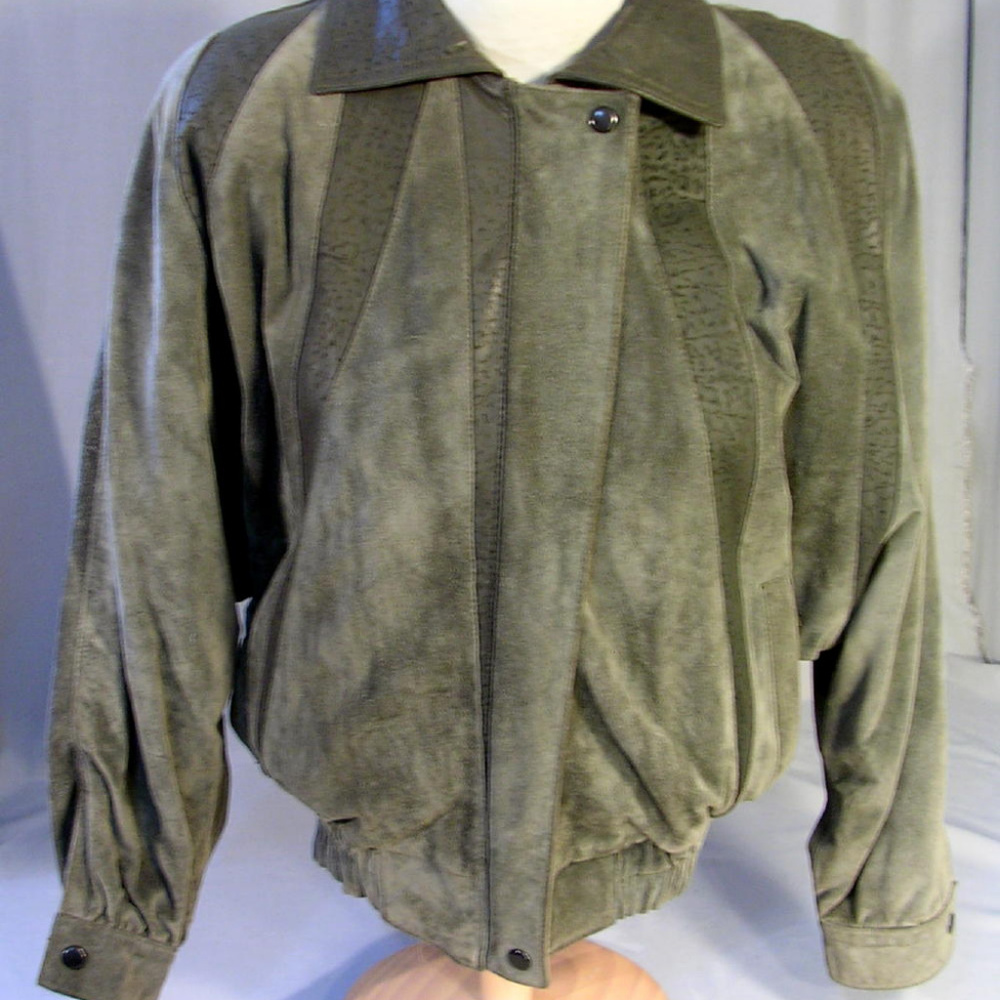 Vintage Split Leather Suede Bomber Jacket